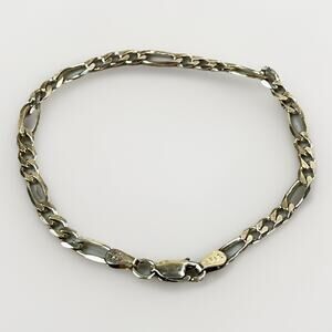 925 Sterling Silver Italy FAS Figaro Link Bracelet 7" Length - 3.9g